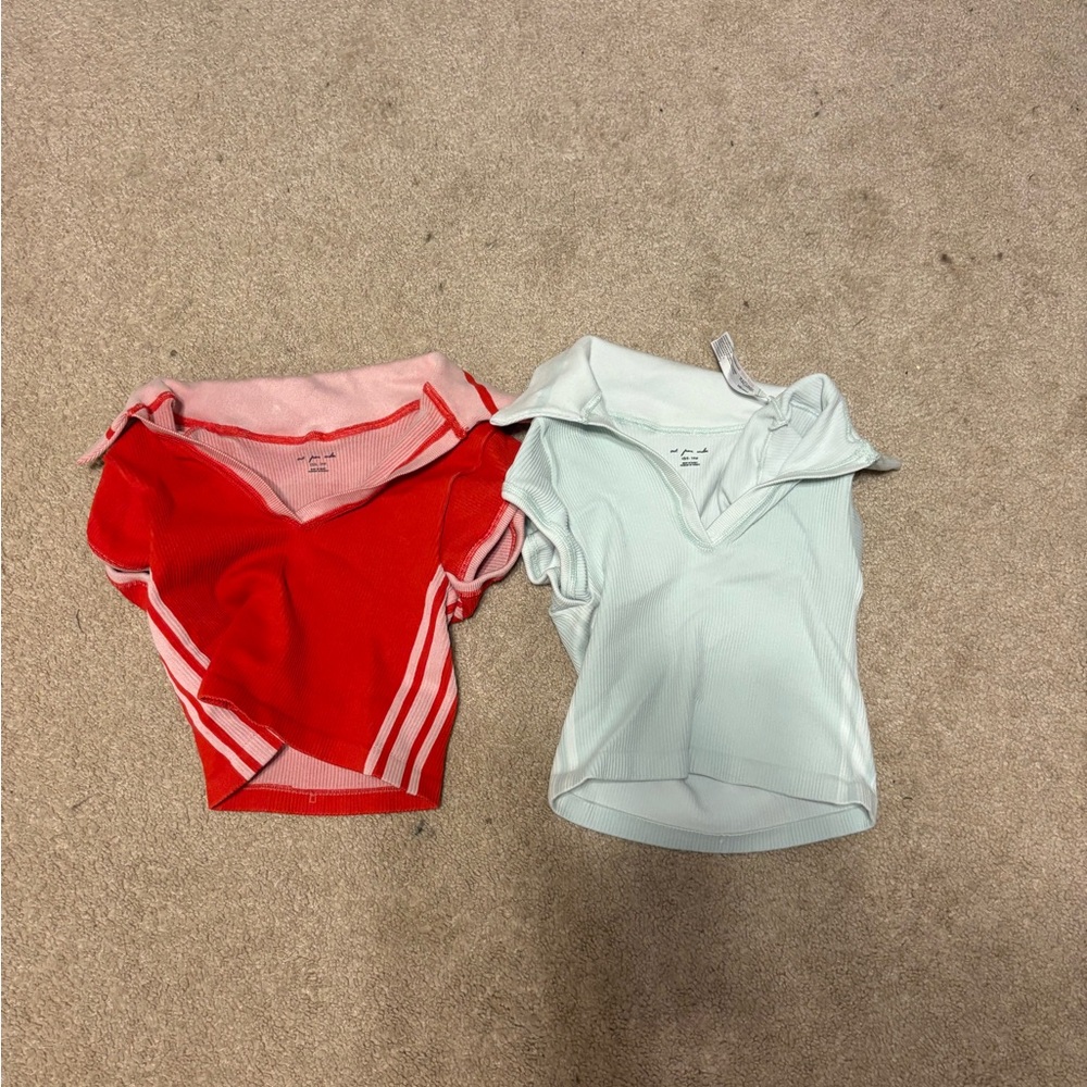 Urban Outfitters Red and Light Blue Crop Tops